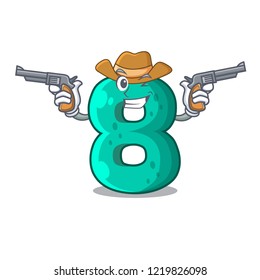 Cowboy raster version cartoon shaped Number Eight