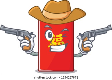 cowboy red envelope isolated with the cartoon