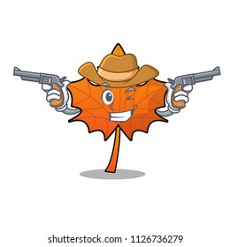 Cowboy red maple leaf character cartoon