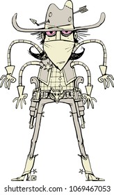 cowboy revolver with four hands