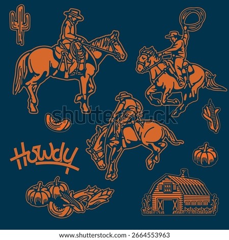cowboy ride horse with vector style