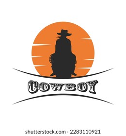Cowboy rider illustration vector flat design template
