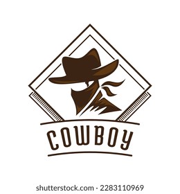 Cowboy rider illustration vector flat design template