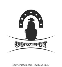 Cowboy rider illustration vector flat design template