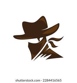 Cowboy rider illustration vector flat design template