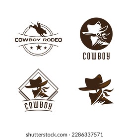 Cowboy rider illustration vector flat design template