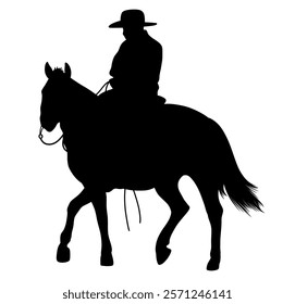 cowboy rider riding a horse. wild west figure illustration of a guy riding a horse wearing a cowboy hat and lasso. Cowboys ride horses, Riders on horseback	