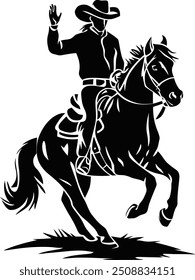 cowboy riding horse black silhouette