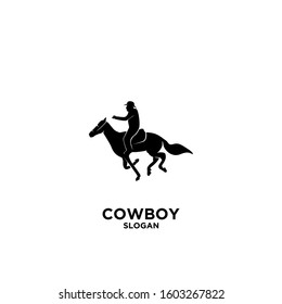 Cowboy riding horse logo icon design vector