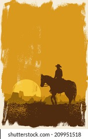 Cowboy riding horse silhouette