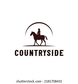 Cowboy Riding Horse Silhouette logo