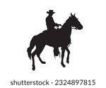 Cowboy riding a horse. Vector illustration for printing and cutting viny