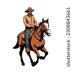 cowboy riding stallion in competition icon