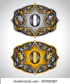 Cowboy Rodeo belt buckle design - Letter O - Alphabet initial vector design