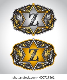 Cowboy Rodeo belt buckle design - Letter Z - Alphabet initial vector design