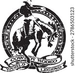 Cowboy of rodeo world legend vector illustration isolated on white background