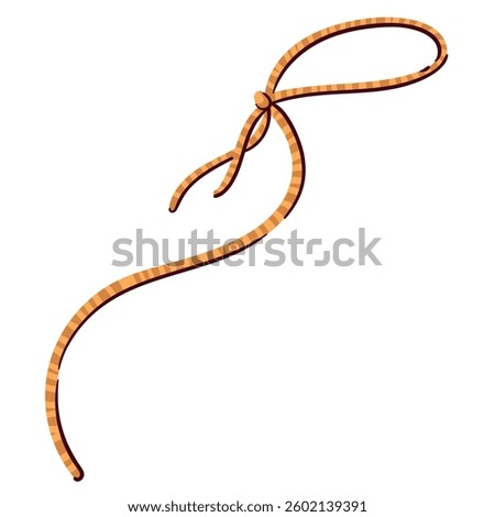 Cowboy rope lasso. Funny loop of string with knot to catch and control mustang or bull, old circle lariat for cow. Wild west, mascot, curved lasso for horse vector cartoon illustration