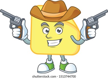 Cowboy rounded sticker paper cartoon with mascot