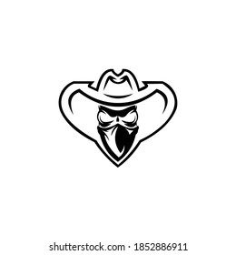 Cowboy with Scarf Mask illustration. Cowboy hat and scarf.