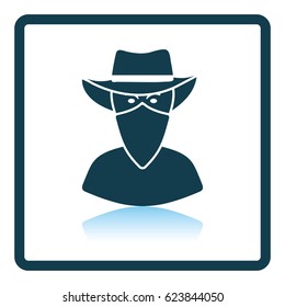 Cowboy with a scarf on face icon. Shadow reflection design. Vector illustration.