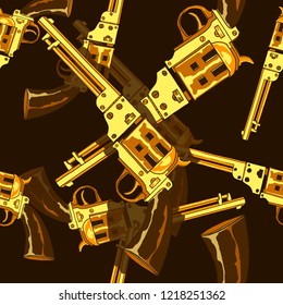 Cowboy seamless pattern of pistols.Vector background.