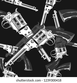 Cowboy seamless pattern of pistols.Vector background.