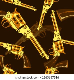 Cowboy seamless pattern of pistols.Vector background.