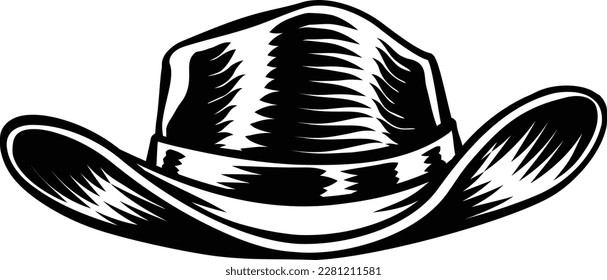 A cowboy or sheriff American western wild west hat in a vintage woodcut style