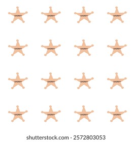 Cowboy sheriff badge pattern for childish design and decoration.