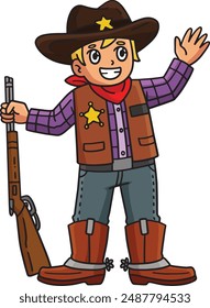 Cowboy Sheriff Cartoon Colored Clipart 