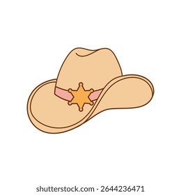 Chapéu de xerife de Cowboy com emblema em estilo cartoon