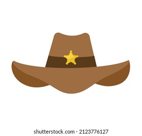 cowboy sheriff hat vector flat illustrarion