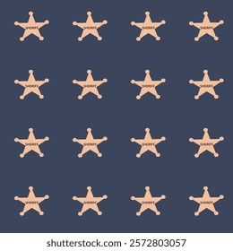 Cowboy sheriff star pattern for children's design, playful theme.