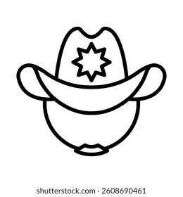 Cowboy Sheriff Vector Line Icon Design