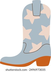 Cowboy Shoe With Stars Vector Illustration