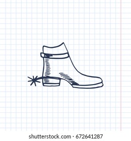 Cowboy shoes Hand-drawn vector illustration. sketch on the paper