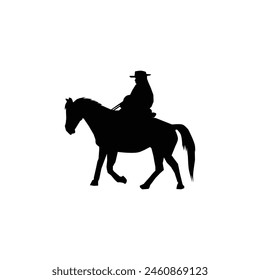 Cowboy shoes and head  silhouette  vector Art illustration