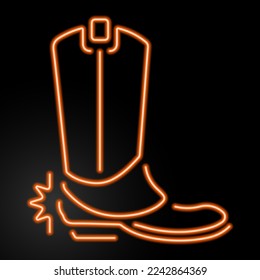 cowboy shoes neon sign, modern glowing banner design, colorful modern design trends on black background. Vector illustration.