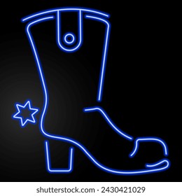 cowboy shoes neon sign, modern glowing banner design, colorful modern design trend on black background. Vector illustration.