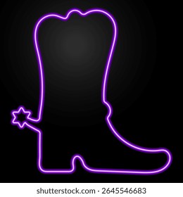 cowboy shoes neon sign, modern glowing banner design, colorful modern design trends on black background. Vector illustration.	