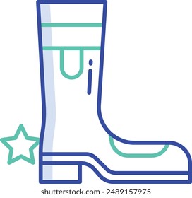 Cowboy shoes outline color vector illustration