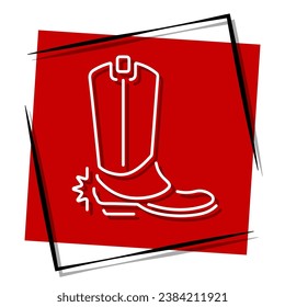 cowboy shoes red banner in frame. Vector illustration.