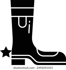 Cowboy shoes solid glyph vector illustration