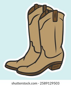 Cowboy Shoes vector Illustration vintage