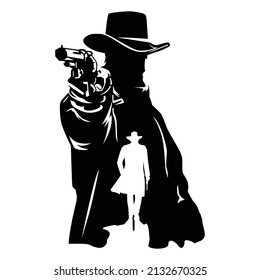 Cowboy shooting silhouette vector illustration