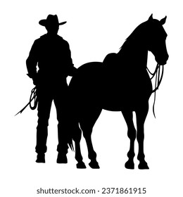 cowboy silhouette in horse icon illustration isolated