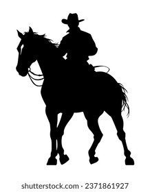 cowboy silhouette in horse rodeo isolated