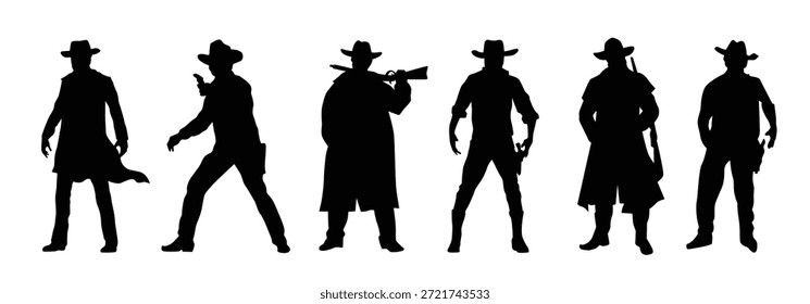 cowboy silhouette image collection vector illustration