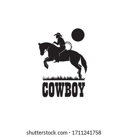 Cowboy Silhouette Lasso On Horse Icon Stock Vector (Royalty Free ...