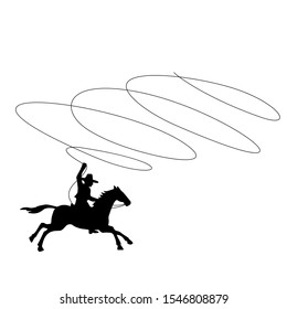 cowboy silhouette, lassoing  on the horse 